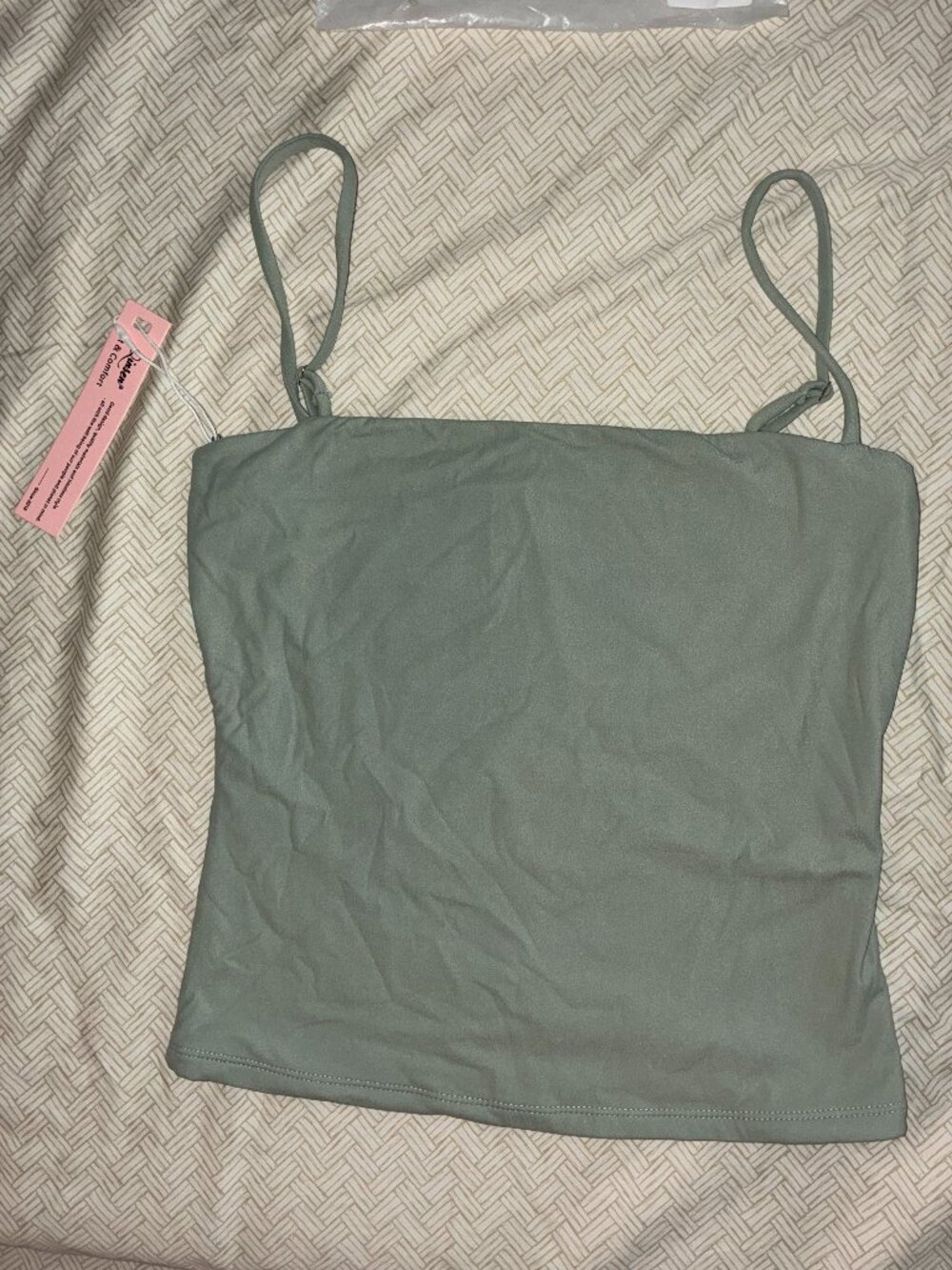 QINSEN Green Spaghetti Strap Fitted Cami Tank Top NWT M